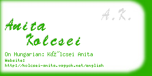 anita kolcsei business card